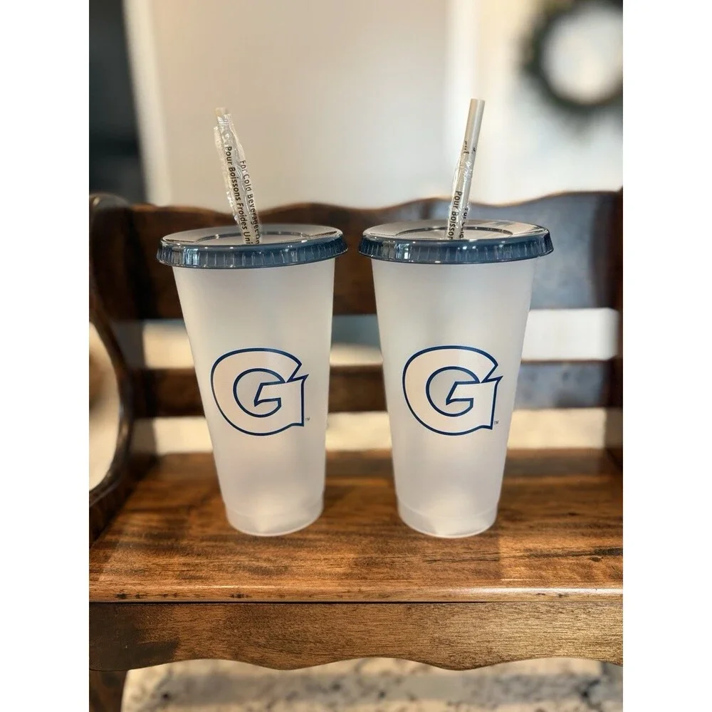 NEW Starbucks Georgetown (D.C.) University 24 oz. Reusable Cold Cup Set Of 2